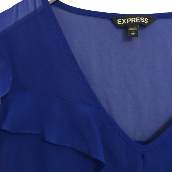 Sheer Express Blue Ruffle Tank Top - Picture 3 of 3
